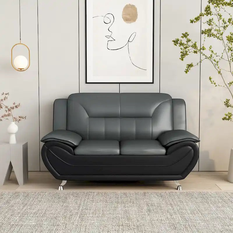 Faux Leather Upholstered 2-Piece Living Room Set