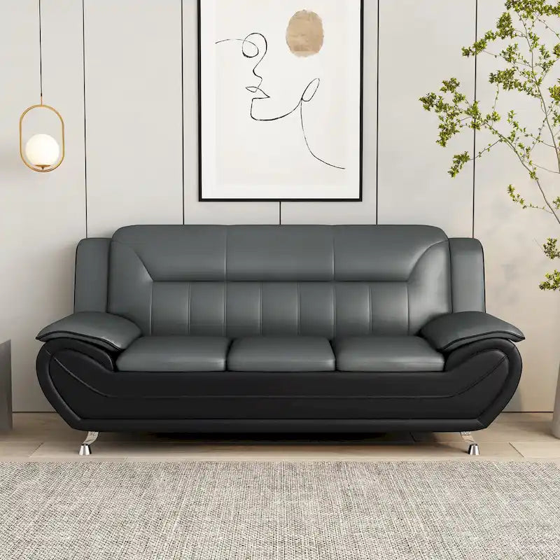 Faux Leather Upholstered 2-Piece Living Room Set