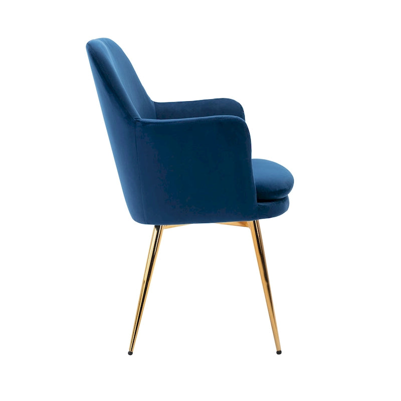 Velvet Accent Chair with Gold-Finish Metal Legs