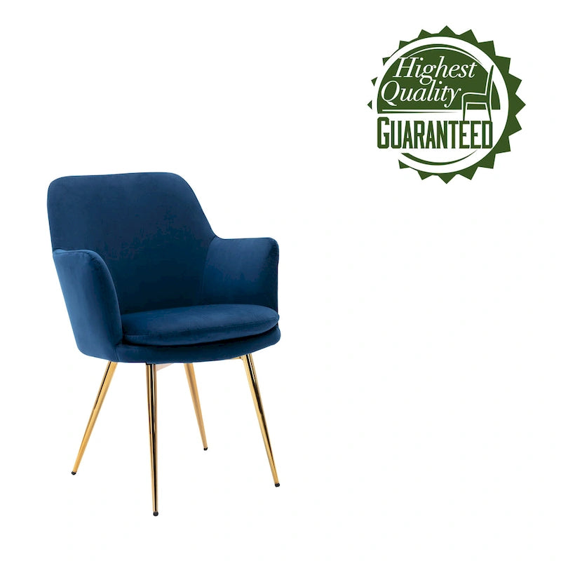 Velvet Accent Chair with Gold-Finish Metal Legs
