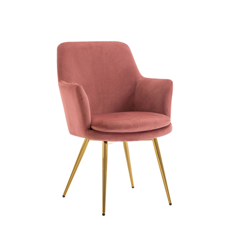 Velvet Accent Chair with Gold-Finish Metal Legs