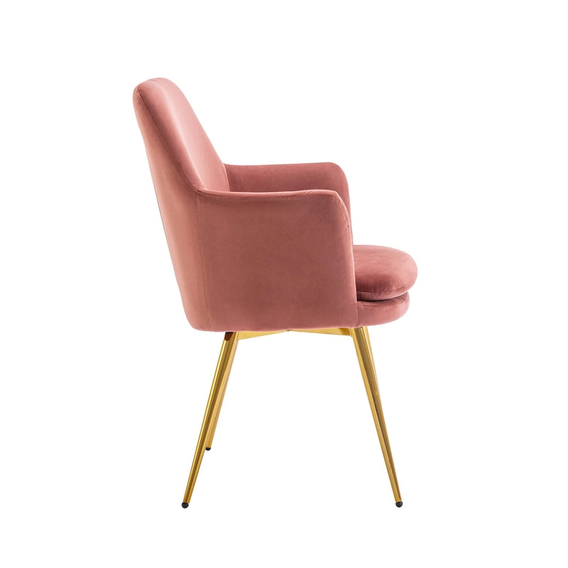 Velvet Accent Chair with Gold-Finish Metal Legs