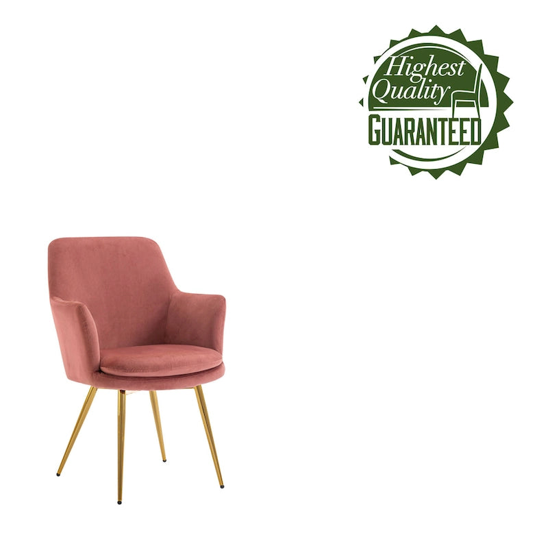 Velvet Accent Chair with Gold-Finish Metal Legs