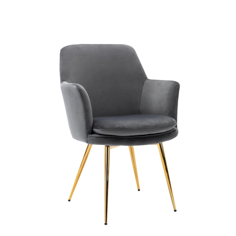 Velvet Accent Chair with Gold-Finish Metal Legs