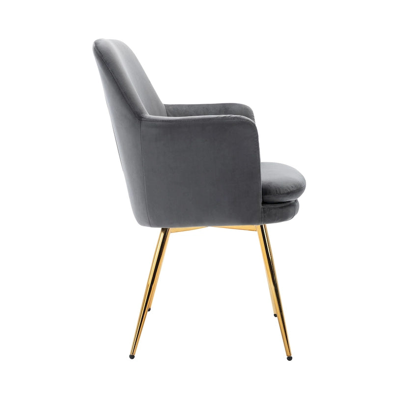 Velvet Accent Chair with Gold-Finish Metal Legs