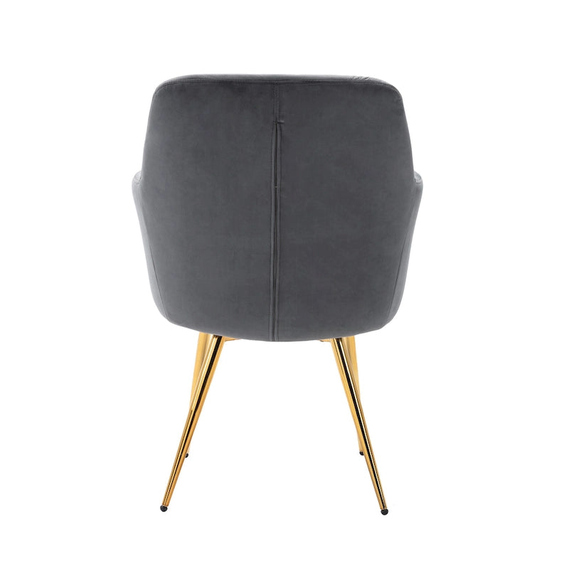 Velvet Accent Chair with Gold-Finish Metal Legs