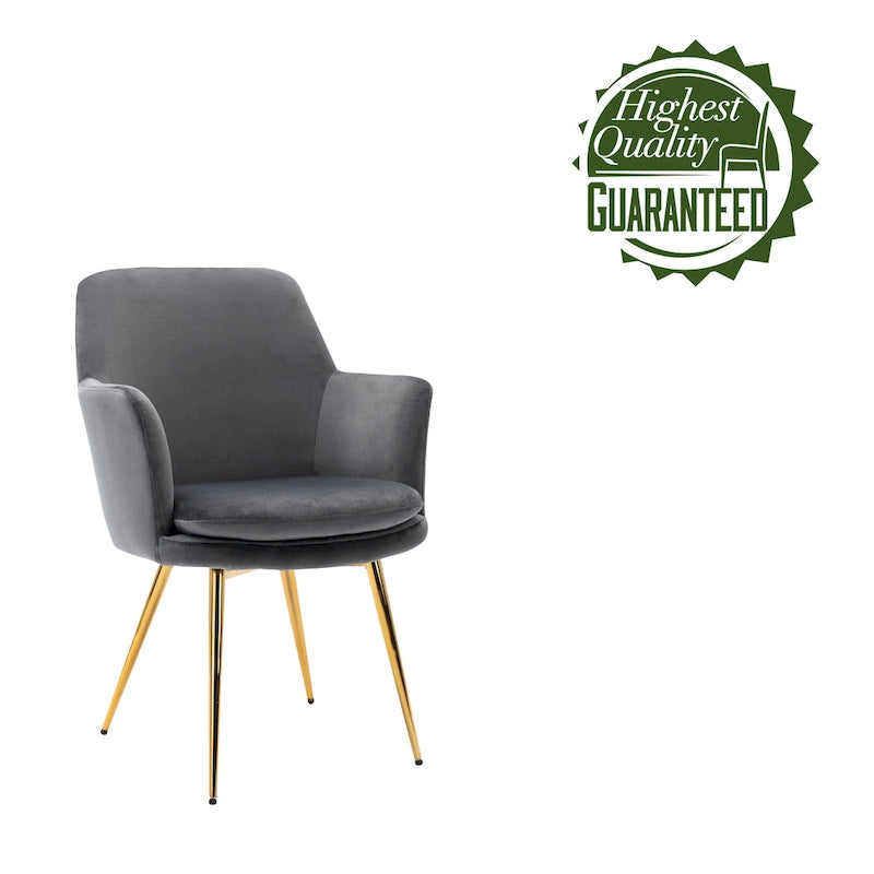 Velvet Accent Chair with Gold-Finish Metal Legs