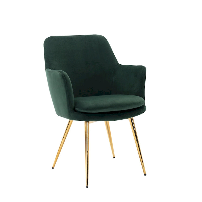 Velvet Accent Chair with Gold-Finish Metal Legs