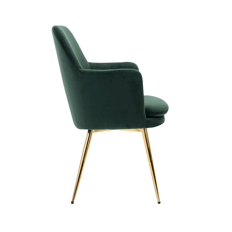 Velvet Accent Chair with Gold-Finish Metal Legs