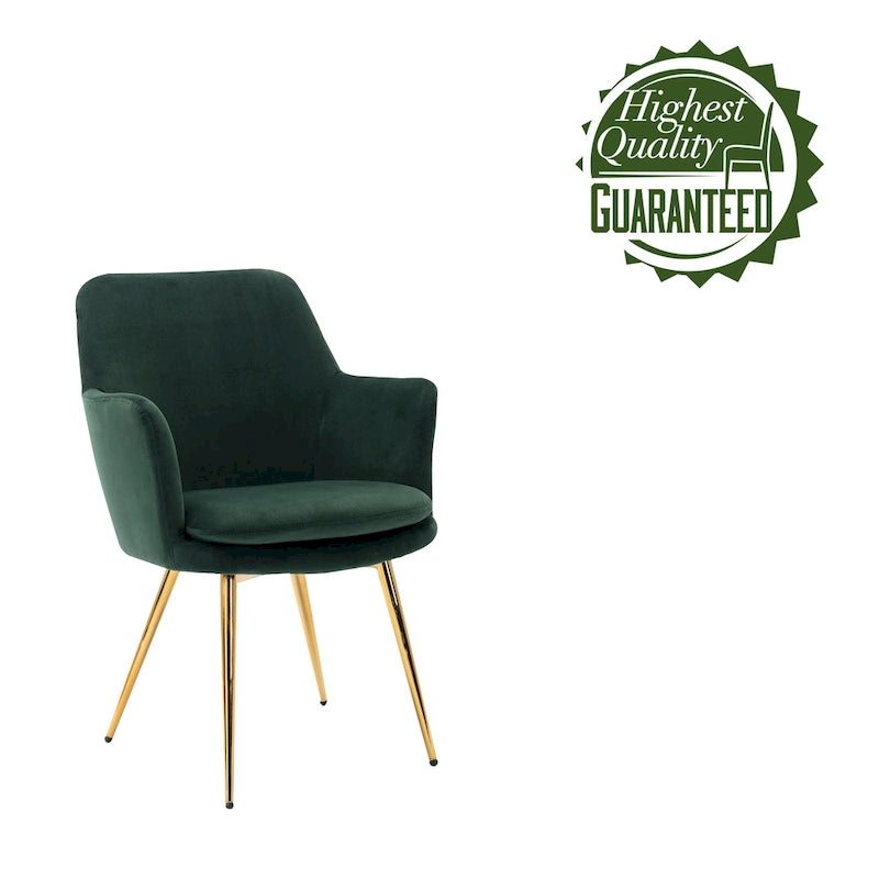 Velvet Accent Chair with Gold-Finish Metal Legs