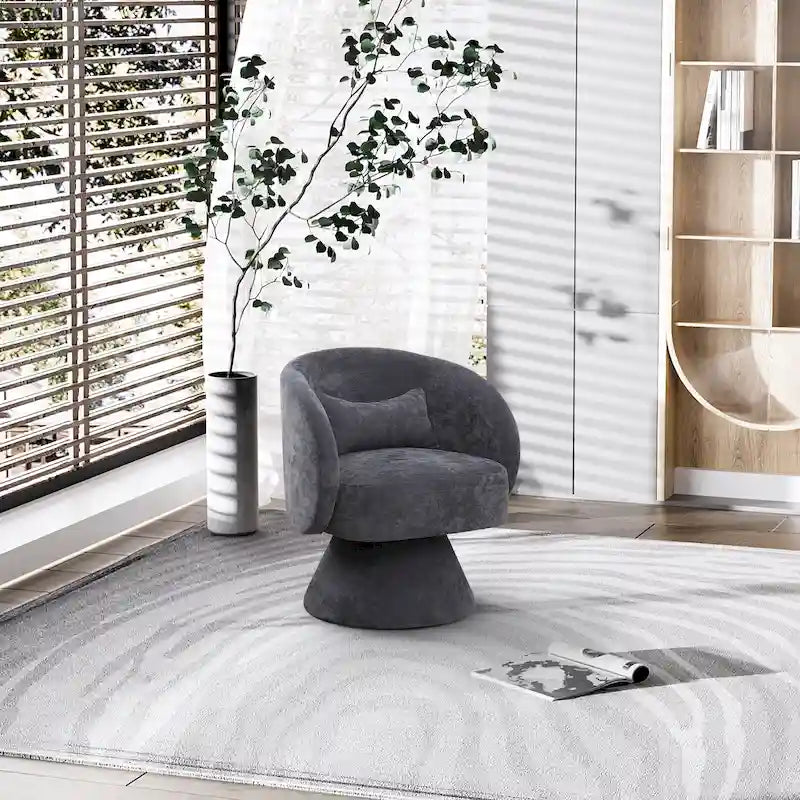 Modern 360-Degree Swivel Barrel Accent Chair