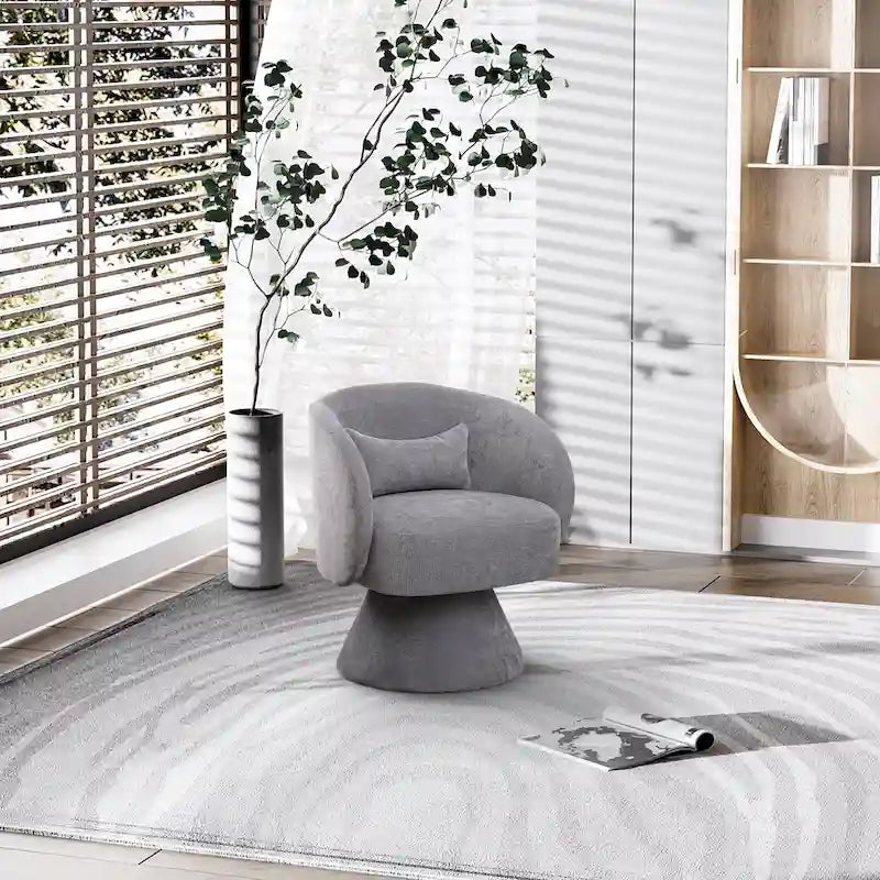 Modern 360-Degree Swivel Barrel Accent Chair