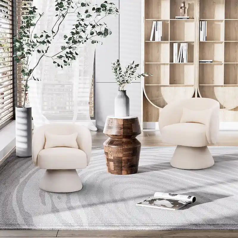 Modern 360-Degree Swivel Barrel Accent Chair