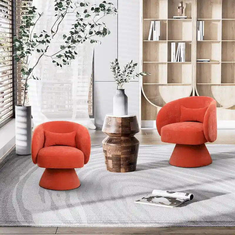 Modern 360-Degree Swivel Barrel Accent Chair