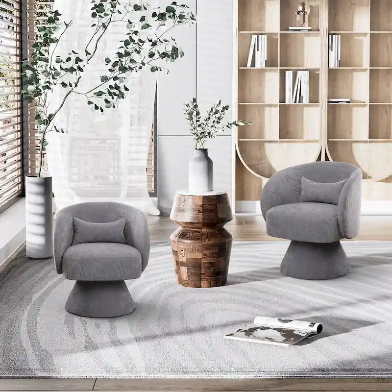 Modern 360-Degree Swivel Barrel Accent Chair