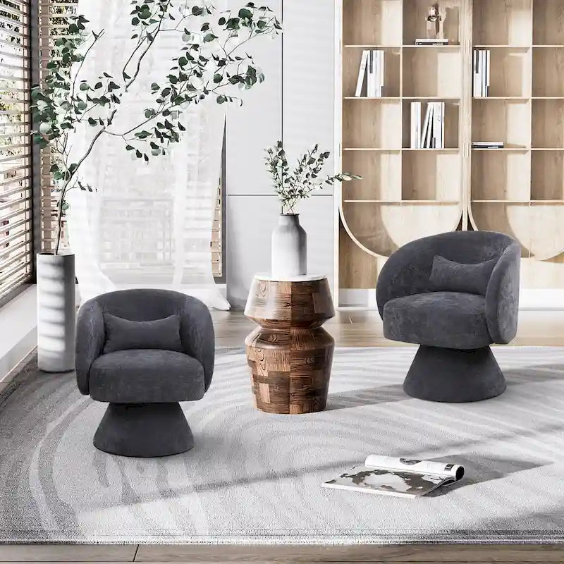 Modern 360-Degree Swivel Barrel Accent Chair