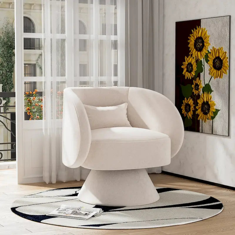 Modern 360-Degree Swivel Barrel Accent Chair