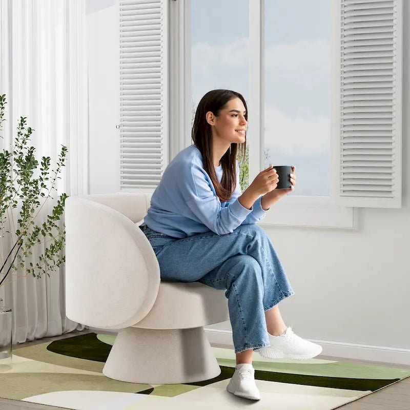 Modern 360-Degree Swivel Barrel Accent Chair
