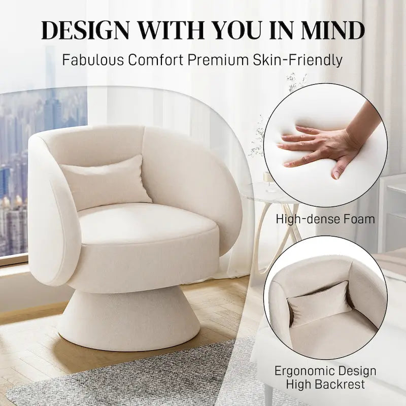 Modern 360-Degree Swivel Barrel Accent Chair