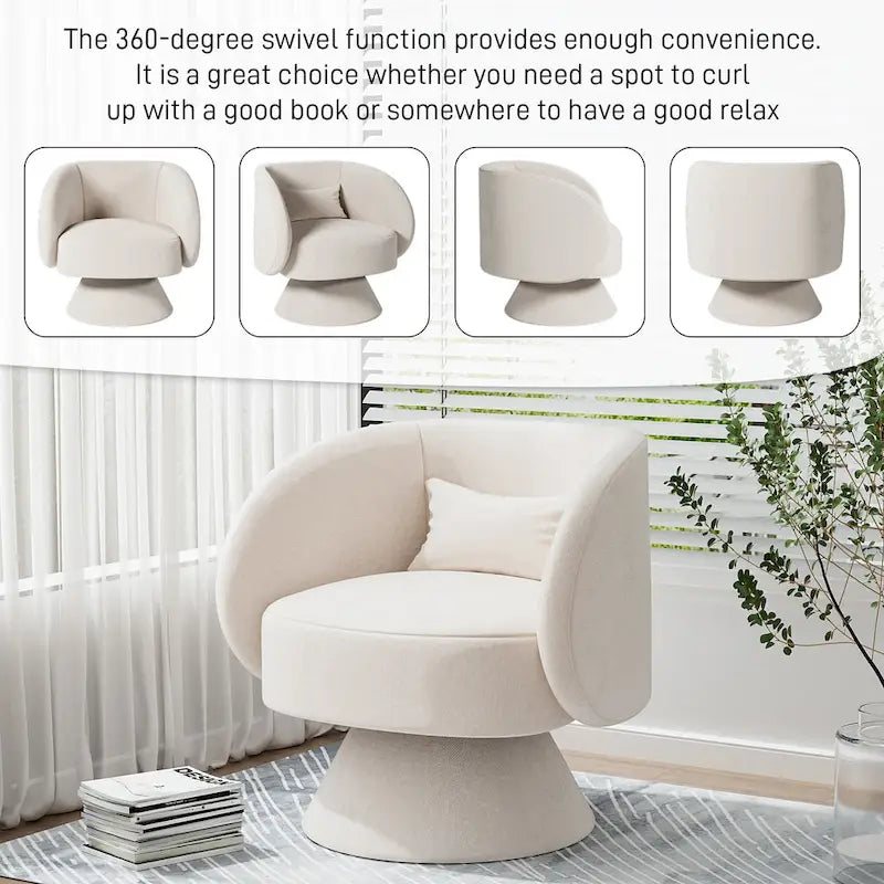 Modern 360-Degree Swivel Barrel Accent Chair