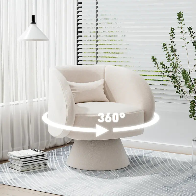 Modern 360-Degree Swivel Barrel Accent Chair