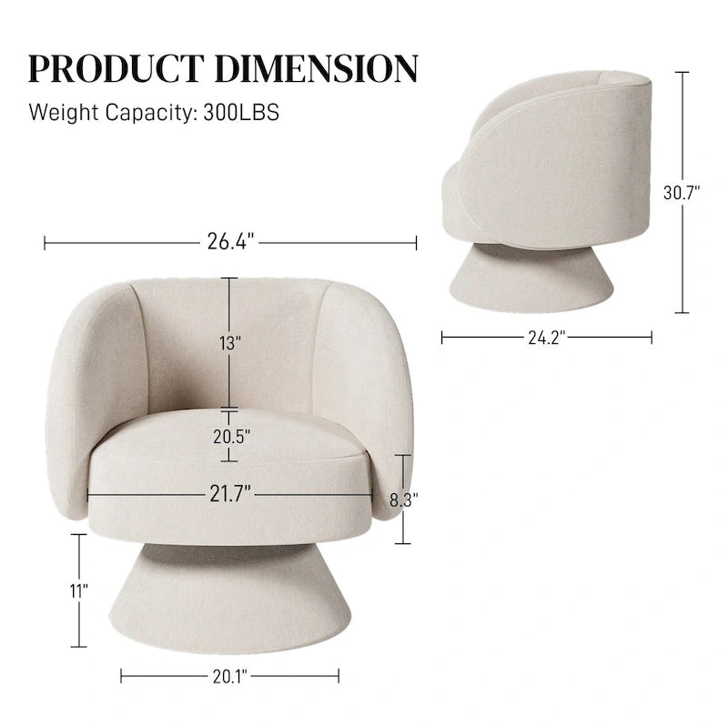 Modern 360-Degree Swivel Barrel Accent Chair