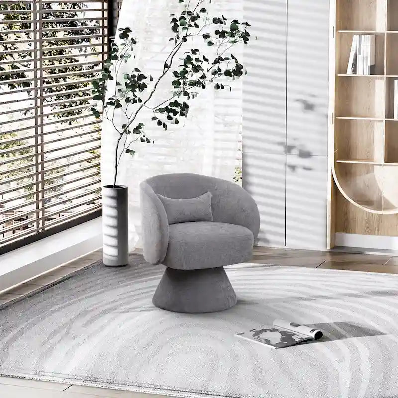 Modern 360-Degree Swivel Barrel Accent Chair