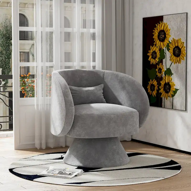 Modern 360-Degree Swivel Barrel Accent Chair