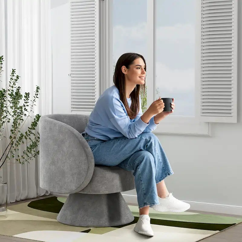 Modern 360-Degree Swivel Barrel Accent Chair