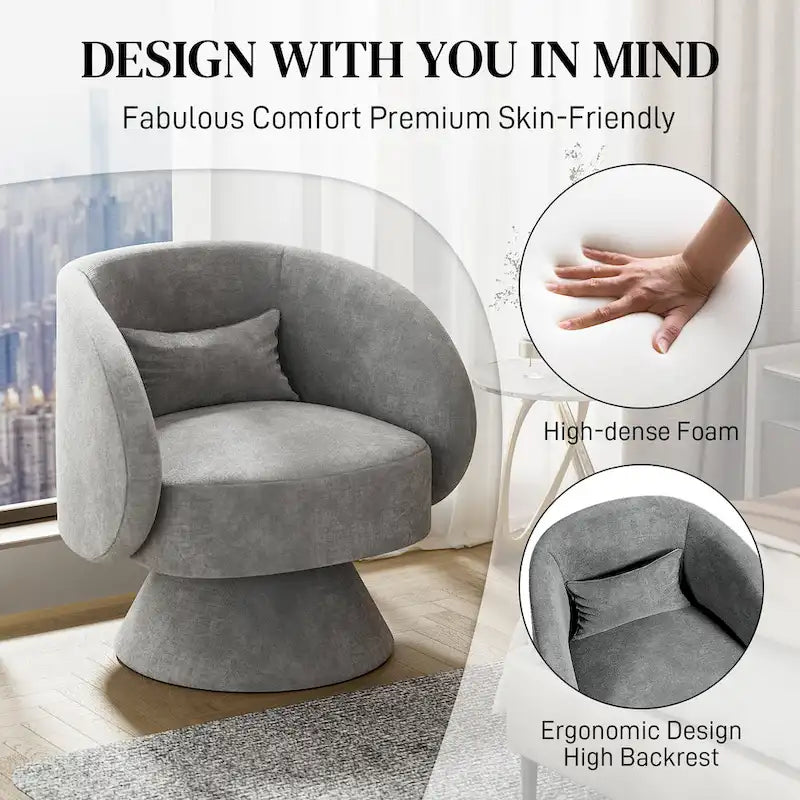 Modern 360-Degree Swivel Barrel Accent Chair