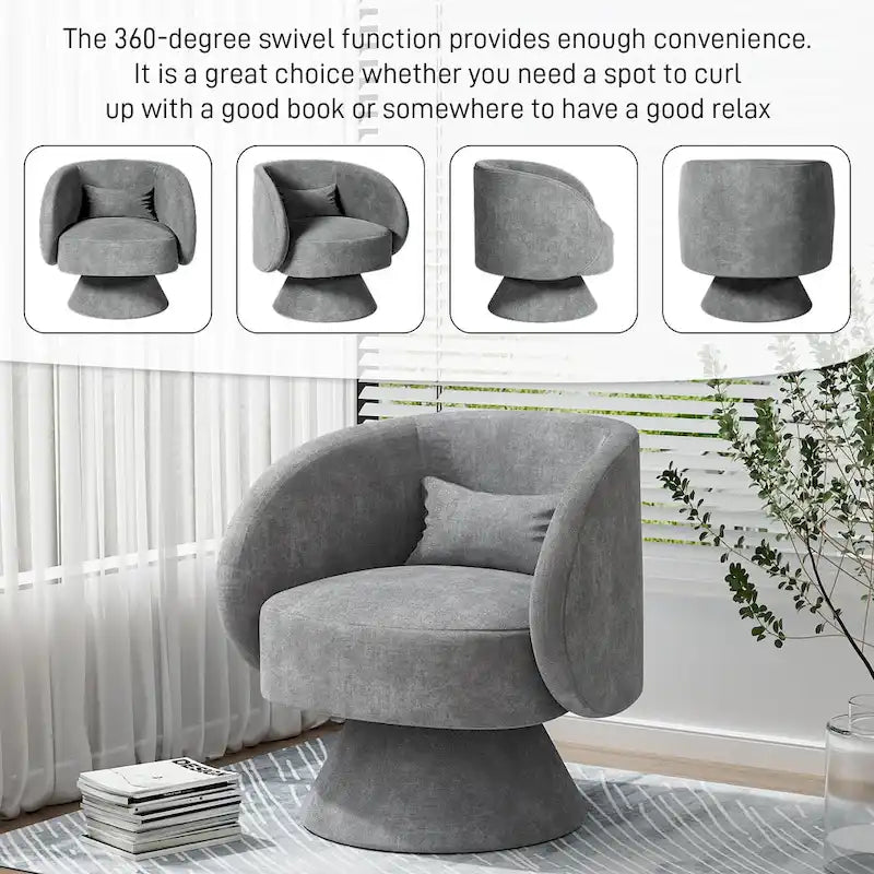 Modern 360-Degree Swivel Barrel Accent Chair