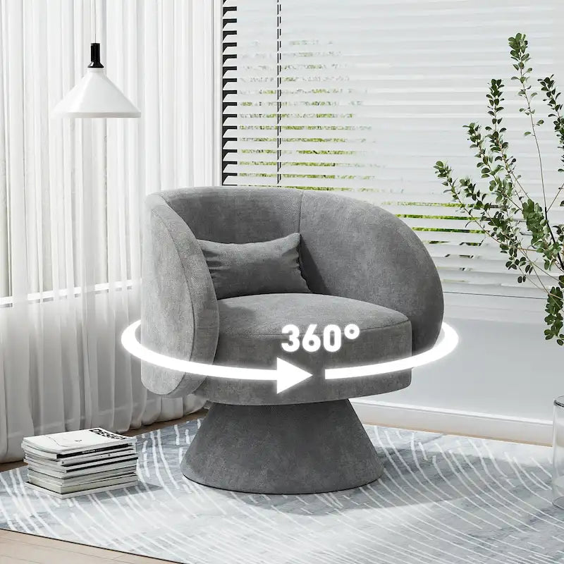 Modern 360-Degree Swivel Barrel Accent Chair