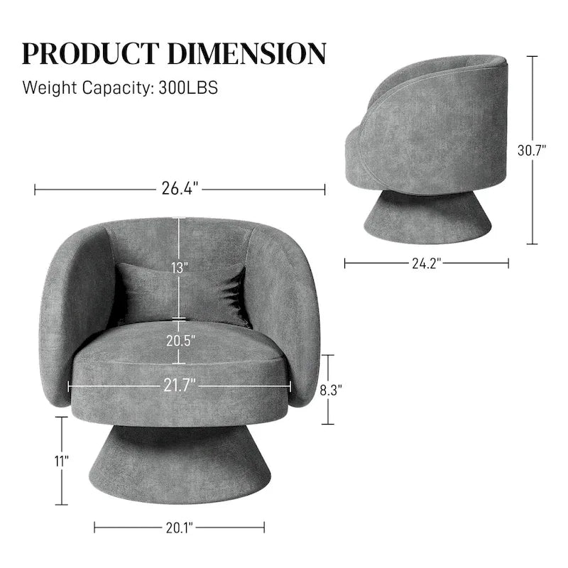 Modern 360-Degree Swivel Barrel Accent Chair