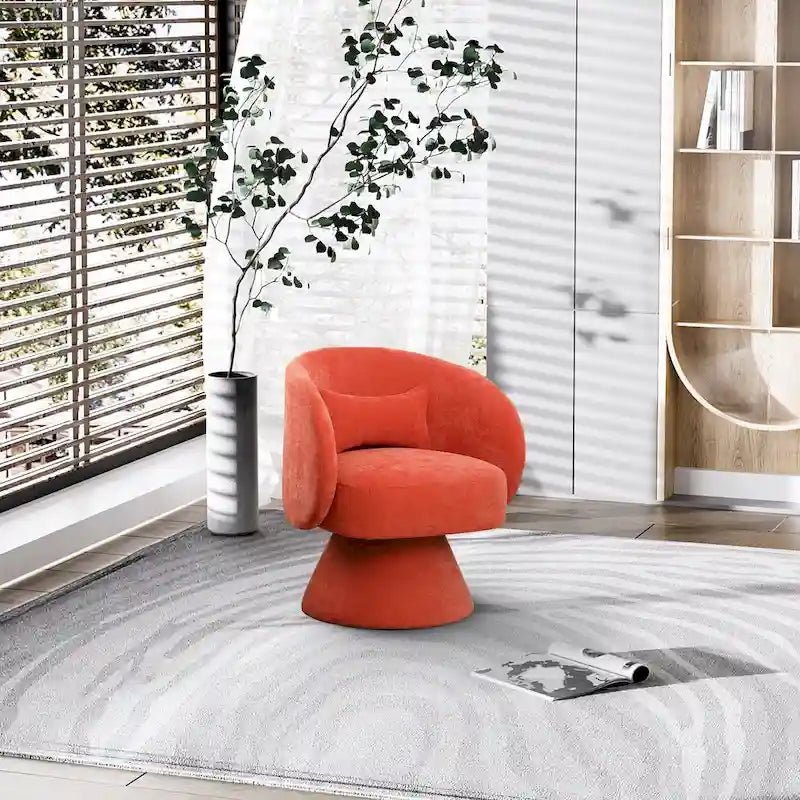 Modern 360-Degree Swivel Barrel Accent Chair