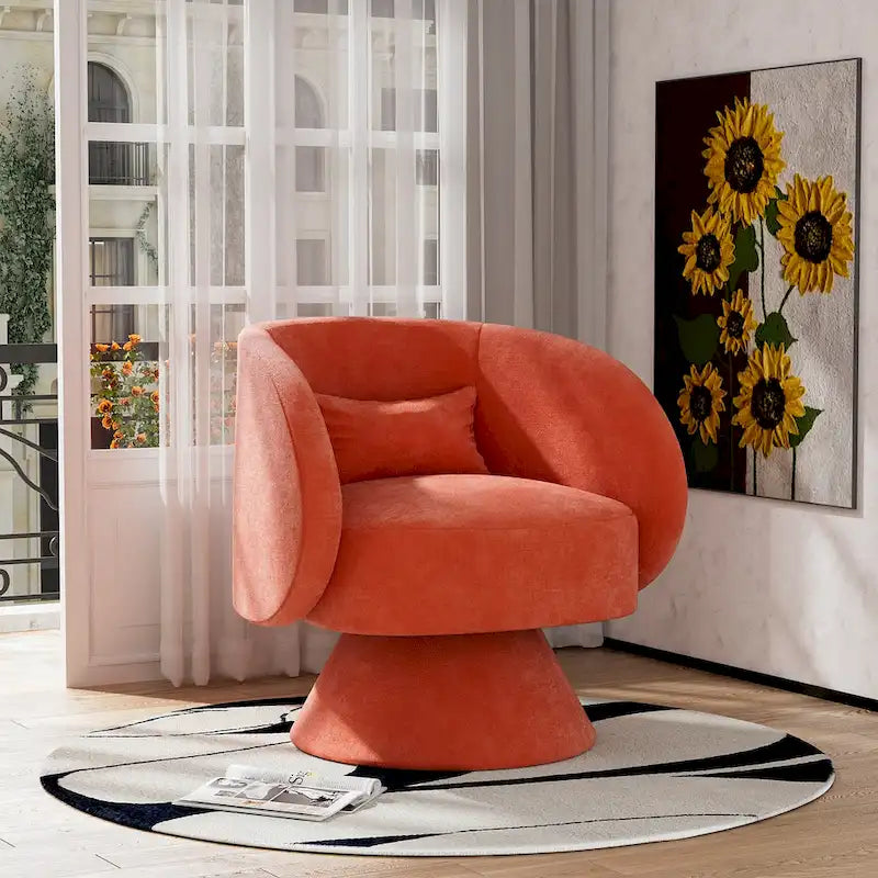 Modern 360-Degree Swivel Barrel Accent Chair