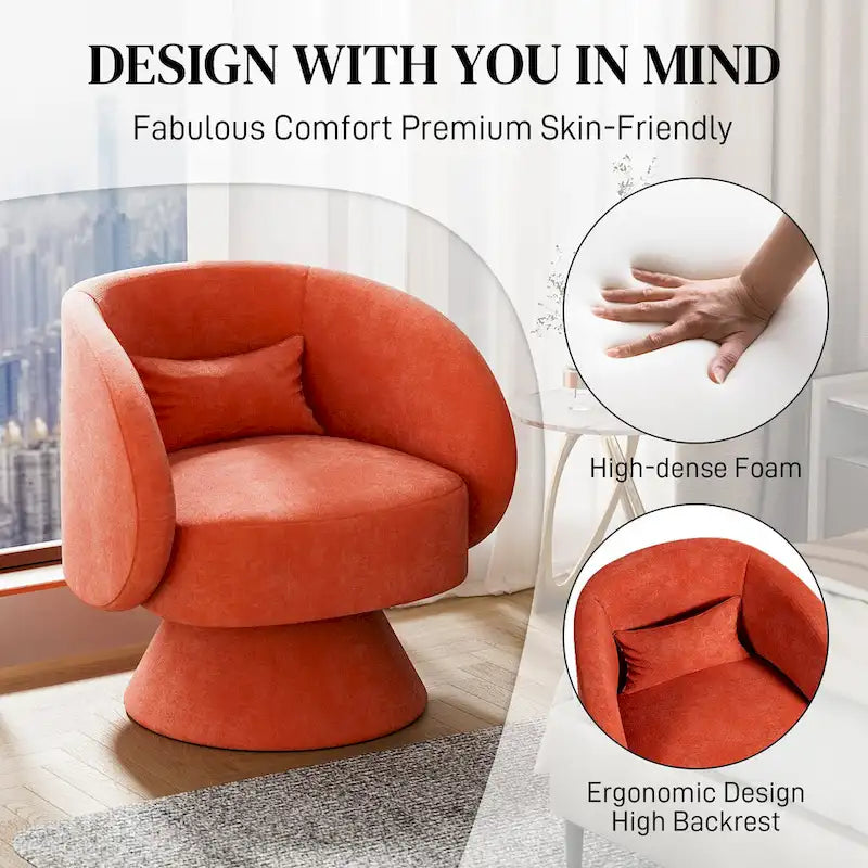Modern 360-Degree Swivel Barrel Accent Chair
