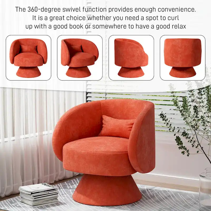 Modern 360-Degree Swivel Barrel Accent Chair