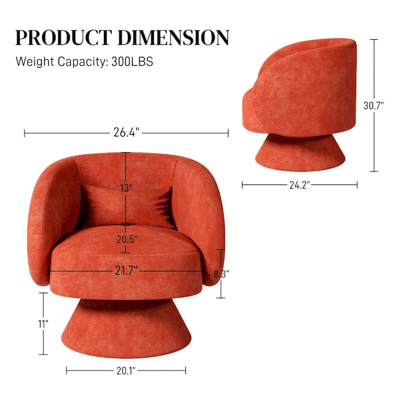 Modern 360-Degree Swivel Barrel Accent Chair