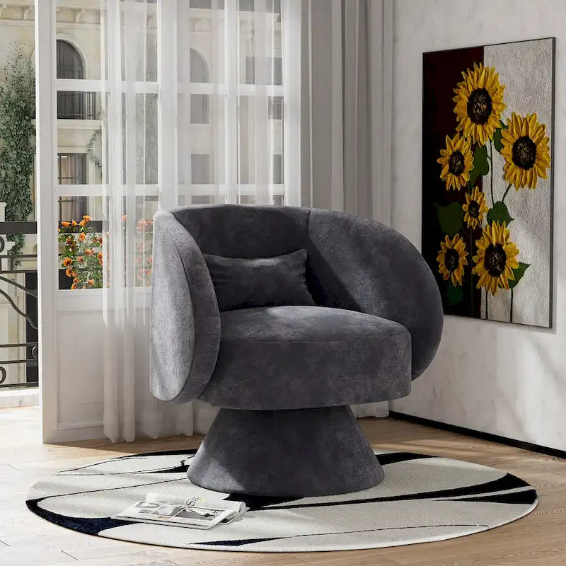 Modern 360-Degree Swivel Barrel Accent Chair
