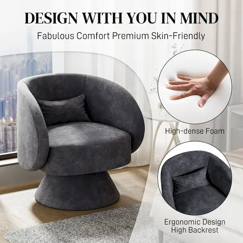 Modern 360-Degree Swivel Barrel Accent Chair