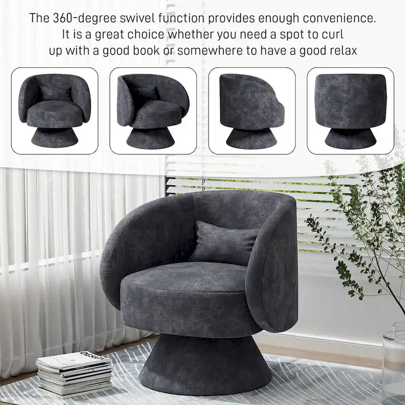 Modern 360-Degree Swivel Barrel Accent Chair
