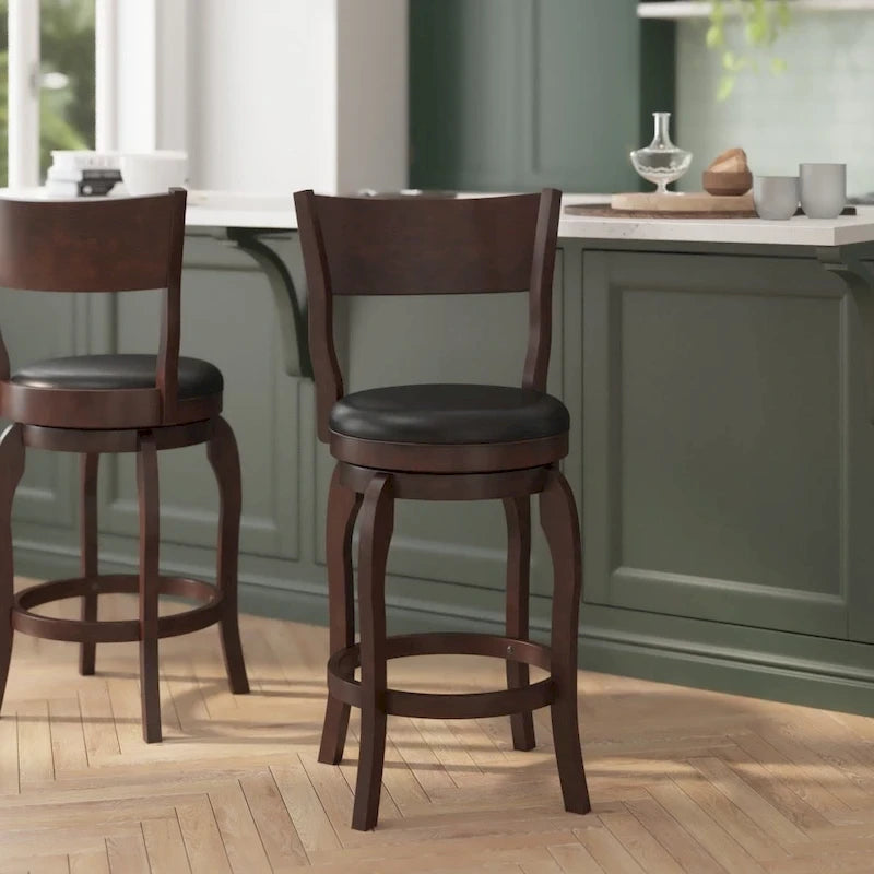 Upholstered Wooden Counter-Height Swivel Stool