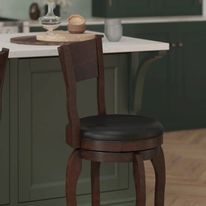 Upholstered Wooden Counter-Height Swivel Stool