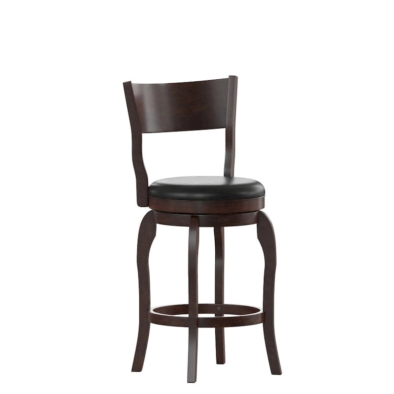 Upholstered Wooden Counter-Height Swivel Stool