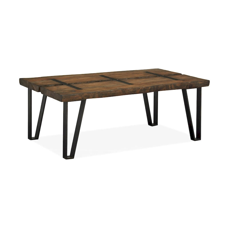 Reclaimed Wood Rectangular Coffee Table with Metal Legs
