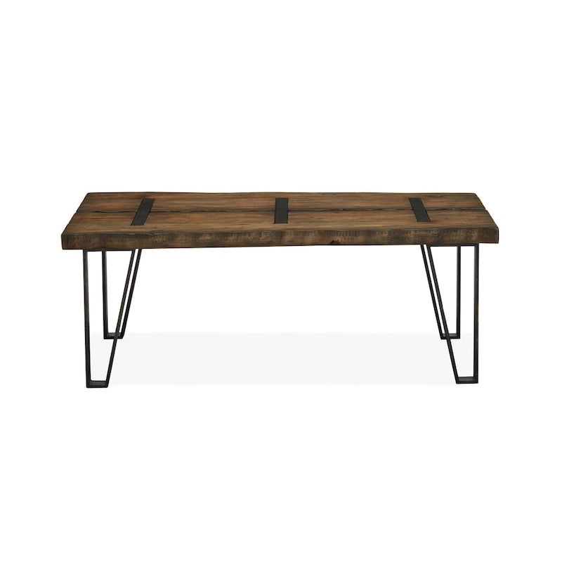 Reclaimed Wood Rectangular Coffee Table with Metal Legs