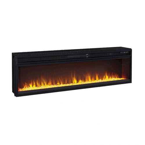 57-Inch Wide Black Fireplace Insert with Remote Control