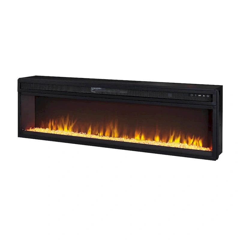 57-Inch Wide Black Fireplace Insert with Remote Control