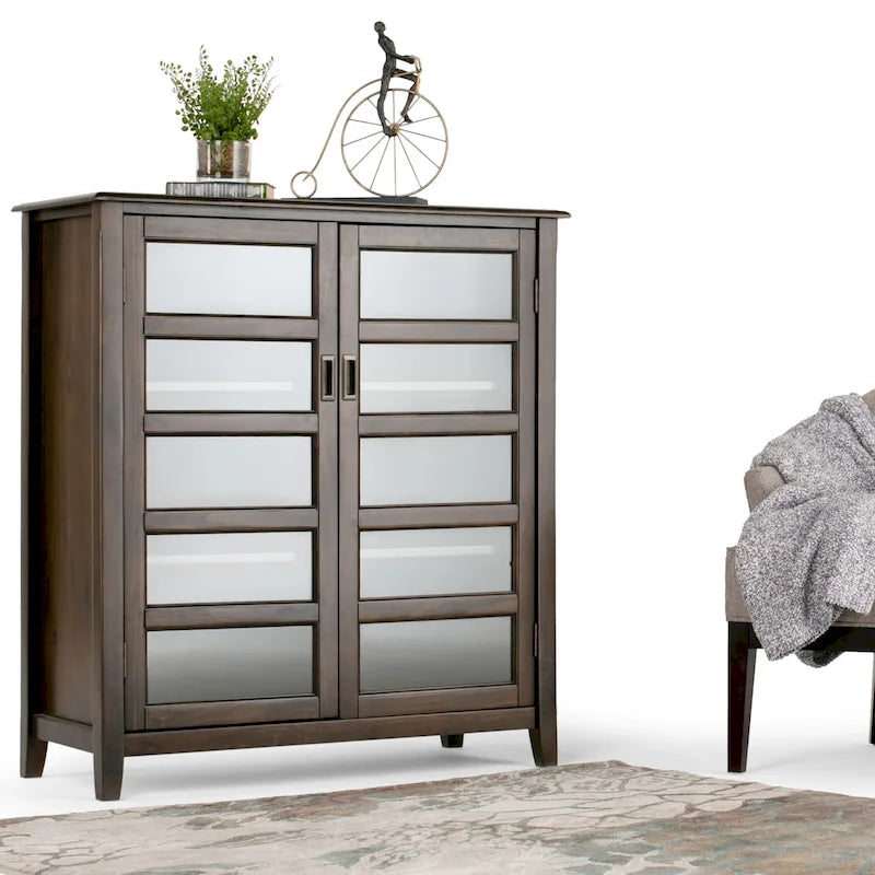 Solid Wood 40-Inch Storage Cabinet in Mahogany Brown