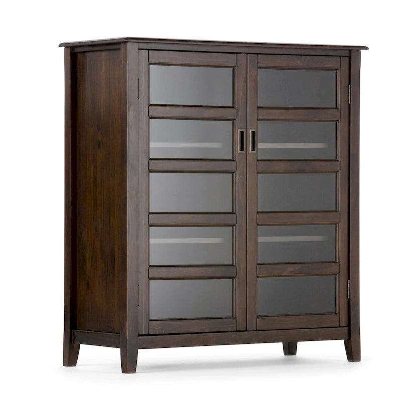 Solid Wood 40-Inch Storage Cabinet in Mahogany Brown
